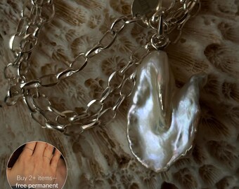 Large Baroque Pearl Pendant, Diamond Cut Rope Chain, Timeless Pearl Jewelry