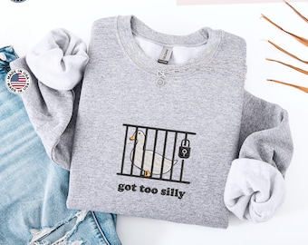 Sudadera con bordado de Silly Goose, sudadera con capucha bordada "Go too silly", sudadera con bordado de Silly Goose, regalo divertido, regalo único, suéter divertido