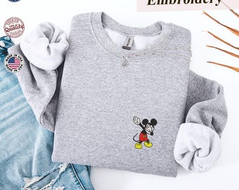 Lustiges besticktes Sweatshirt von Micky - Familie passendes Disney-Sweatshirt, bestickter Hoodie, Urlaubsgeschenkidee für Disney-Liebhaber