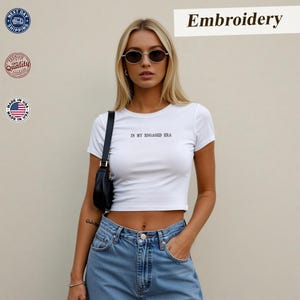 Personalized Embroidered ''In My Engaged Era'' Baby Tee, Custom Baby Tee, Mom Gift Idea,  Gift for Her, Unique Custom Tee, Wedding Gift