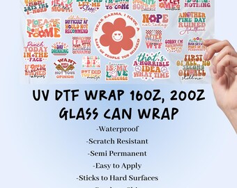 UV DTF Gang Sheet | 22 Inch Custom Wraps | Glass Can Stickers | Wood Metal Cup Decals | Waterproof UV Transfers | Ready to Apply Decals