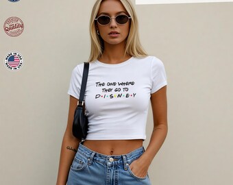 Camiseta bordada para bebé "Adonde van a Disney" - Camiseta corta Y2K de Disneyworld, camiseta de Mickey y sus amigos, camisetas familiares a juego de Disney