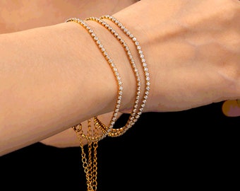 Tennis Bracelet | Gold Colour | Minimalist Jewellery | Gift for her | Minimalist bracelet |  Zircon Bracelet | Womens bracelet