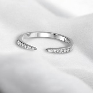 Open Adjustable Ring | Cubic Zirconia Ring | Minimalist Ring | Sterling Silver 925 | Wedding band | Gift for her