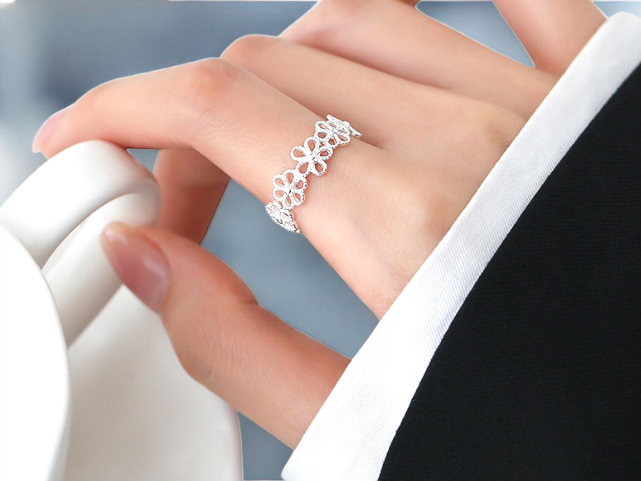 Daisy Flower Adjustable Ring | Nature Ring | Floral Ring | Sterling Silver | Wedding band | Open ended ring | Gift for her