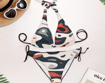 女性用ツーピース水着、ボヘミアンビキニ、ヒッピービキニ、ハンドメイドランジェリー、大胆な水着デザイン。