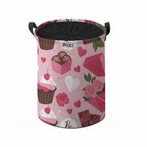 Wasmand met cake- en taartdesign, decoratieve stoffen mand voor het organiseren van kleding - perfect thuiscadeau voor fijnproevers