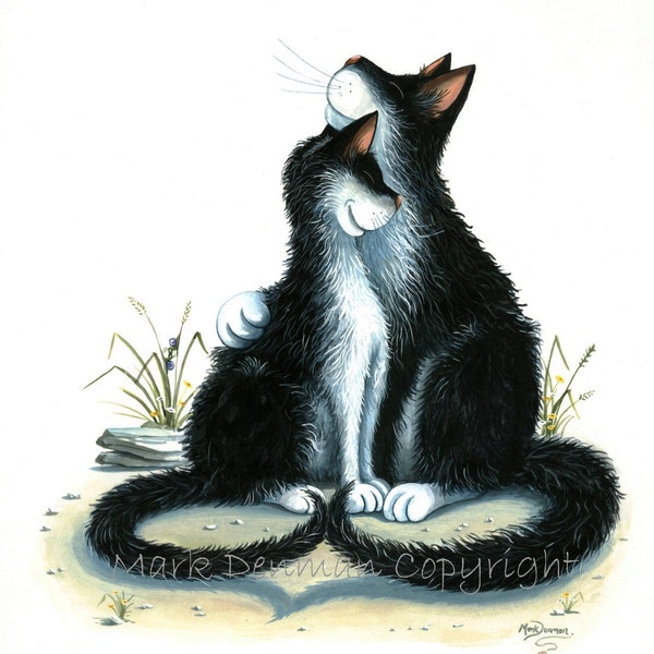 Purrfect signed print from a watercolour by UK artist Mark Denman