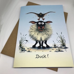 grappige schapen- en eendenwenskaart van de Britse kunstenaar Mark Denman