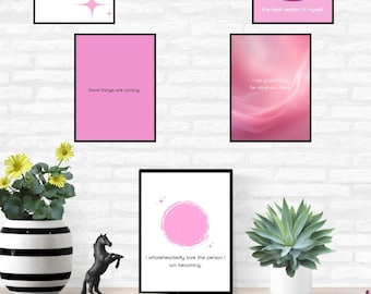 Manifestation Art Prints - Set of 5, Aura Posters, Possitive Affirmations Wall Art, Digital Art, Digital Download, Printable Art