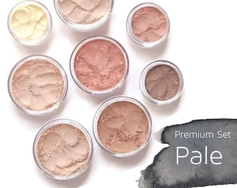 Mineral Makeup Premium Set - Pale | Foundation | Blush | Sheer Powder | Bronzer | Eyeshadow | Under Eye Concealer