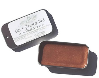 Organic Lip + Cheek Tint - Guava Shade | Cream Lipstick | Organic Lip Balm | Warm Lip Color | Vegan Cosmetics | Mineral Makeup | Peach Shade
