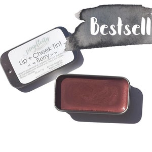 Organic Lip + Cheek Tint - Berry Shade | Cream Blush | Organic Cheek Color | Pink Blush | Moisturizing | Vegan Cosmetics | Mineral Makeup