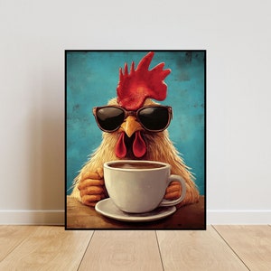 Coffee First – Vintage Coffee Art Print, Quirky Kitchen Wall Art, Retro Coffee Poster for Home Decor