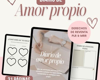 Diario de amor propio, Diario de cuidado personal, libro de trabajo de amor propio, PLR & MRR, Derecho de reventa, Autoestima