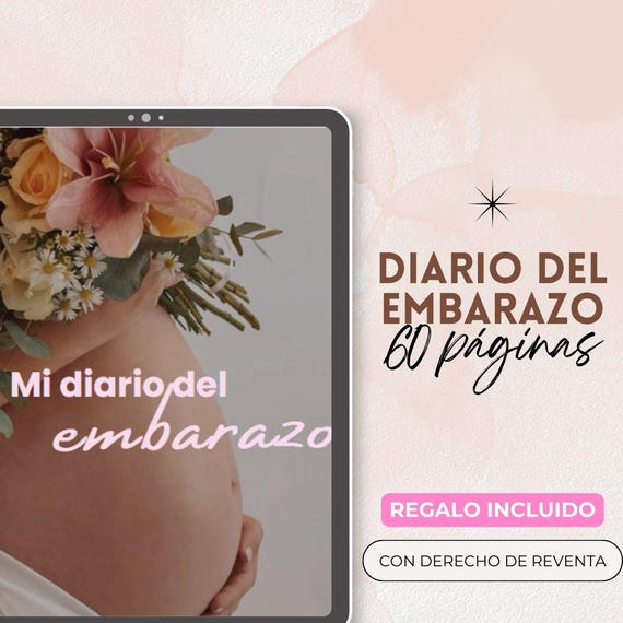 Diario del embarazo digital, planificador de embarazo, bebé recién nacido, PLR & MRR, Derechos de reventa, seguimiento semanal, regalo mamá