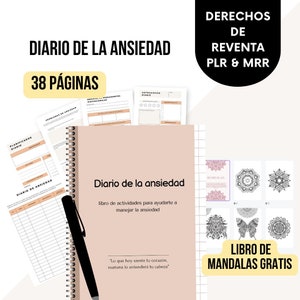 Diario de Ansiedad,  Hojas para trabajar la Ansiedad, Plan de Salud Mental, Ejercicios Ansiedad, Terapia, PLR & MRR, Derechos de reventa