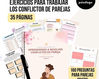 Hojas para trabajar los conflictos en pareja, Diario de Parejas, Plan de Salud Mental, Terapia de Parejas, Ejercicios en Pareja, Autoayuda,