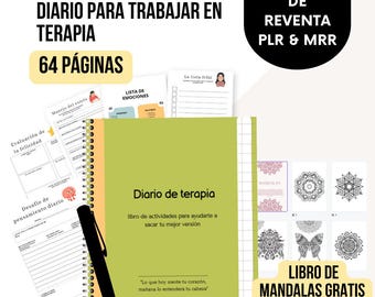 Journal de thérapie, agenda de santé mentale, journal de l'anxiété, intelligence émotionnelle, santé mentale, droits de revente (PLR et MRR).