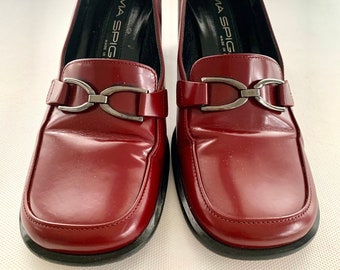 Women's Size 5 Vintage VIA SPIGA Oxblood Red Designer Calfskin Loafer Pumps