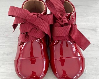 LIttle Girl's Size 7.5 Oxblood Red Patent Leather European Children's Size 23 Boots