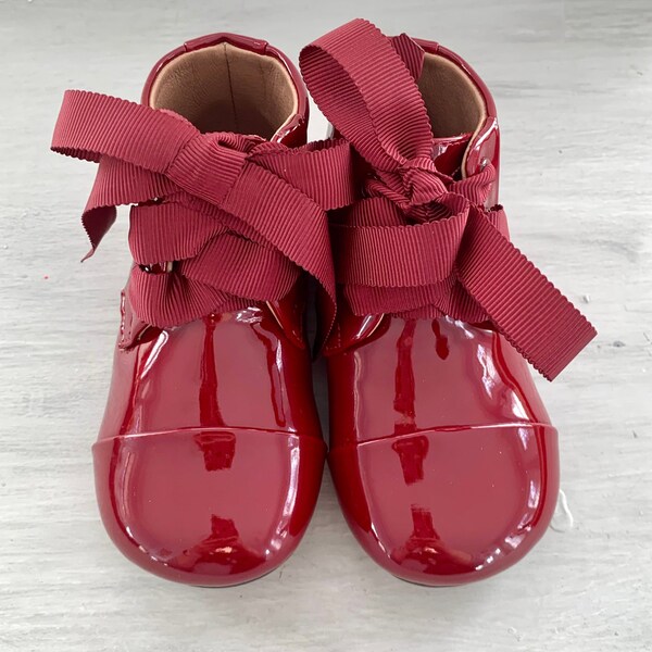 LIttle Girl's Size 7.5 Oxblood Red Patent Leather European Children's Size 23 Boots