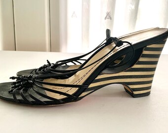 Women's Size 5.5 KATE SPADE Designer Vintage Black Strap Sandals