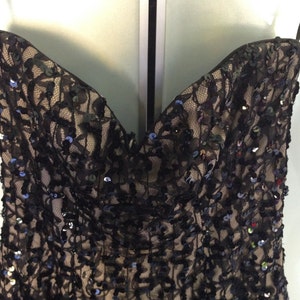 Petite Size 4, Vintage SAKS FIFTH AVENUE by Tracy Mills Designer Black Sequined Cocktail Dress image 2