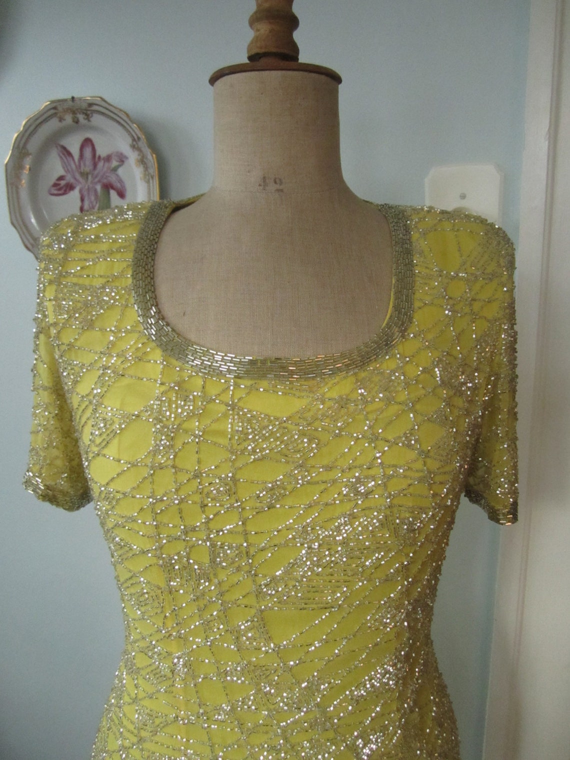 Vintage Bergdorf Goodman Bugle Beaded Cocktail Dress Petite Etsy