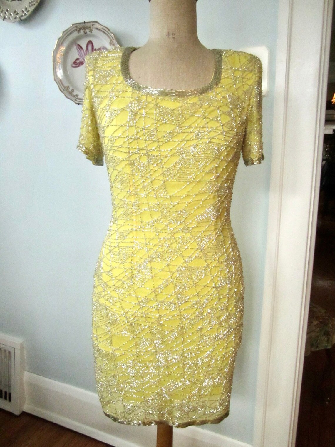 Vintage Bergdorf Goodman Bugle Beaded Cocktail Dress Petite Etsy