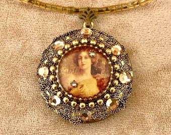 Vintage Israeli Designer MICHAL NEGRIN Victorian Inspired Locket Necklace