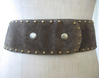 Size Small, Moss Green Genuine Suede and Gold Studded Belt