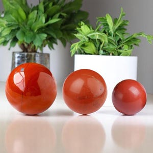 Natural Red Jasper Sphere 50-70MM - Red Jasper Stone Ball, Carved Crystal Decor, Meditation Stone, Natural Gemstone Gift, Home Decor