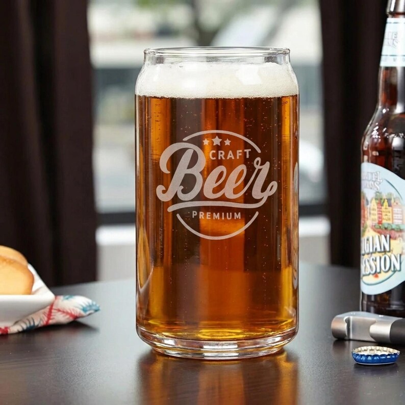 Personalized 16 Oz Can Glass, Custom Engraved Frost Finish Barware - Etsy