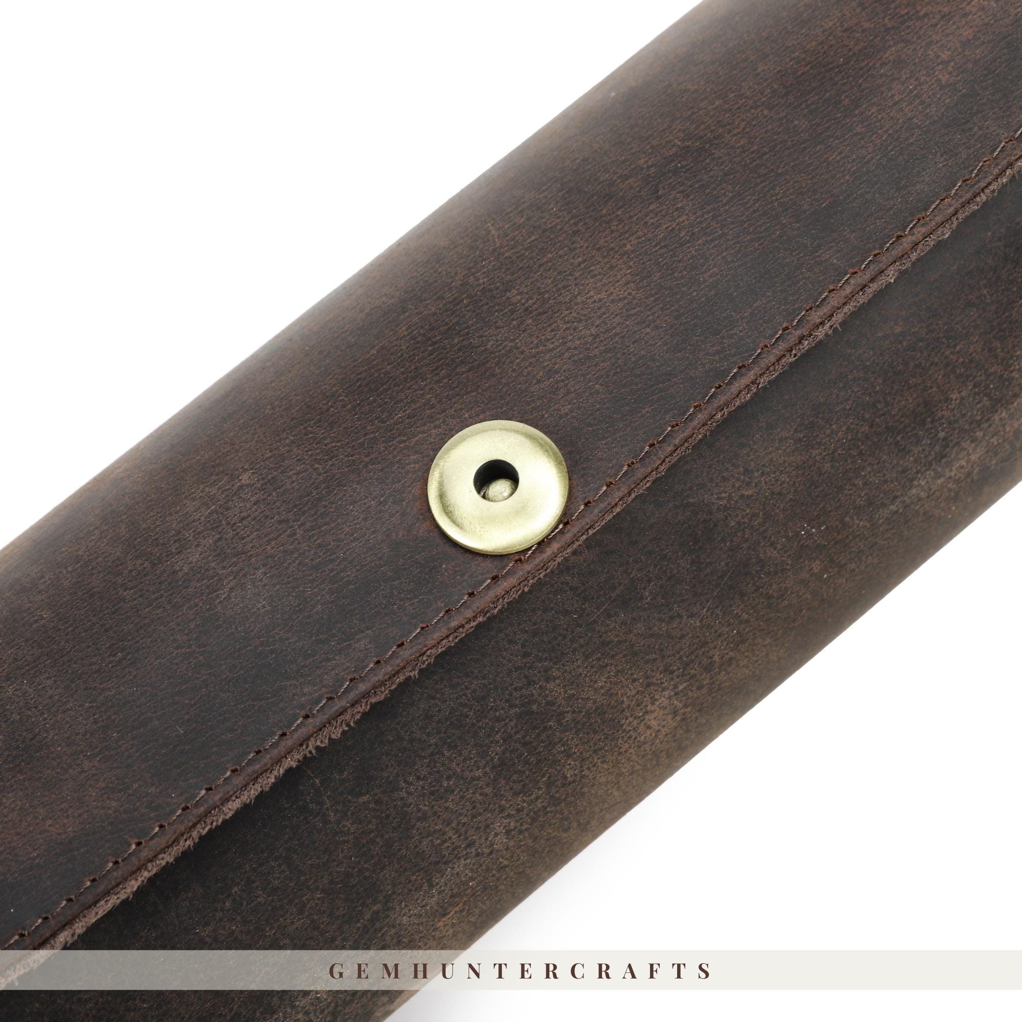 Étui à Cravates Vintage En Cuir Mistia France - Porte-cravate Pliant Bleu, Ancien Très Bon état
