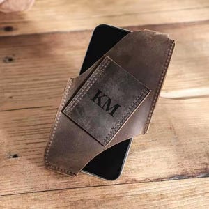 Leren riemtelefoonholster voor iPhone 14 13 Pro Max - smartphonehoesje, handige holster, gepersonaliseerd draagtasje