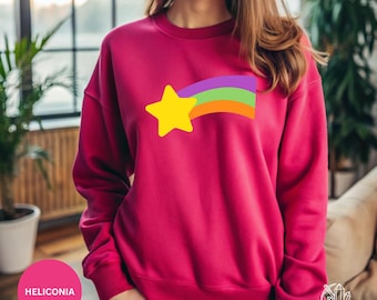 Mabel Pines Rainbow Star Sweatshirt, Mable Sweater for Gravity Falls Fans, Mabel Colorful Star Cosplay Costume, Colorful Kids Hoodie