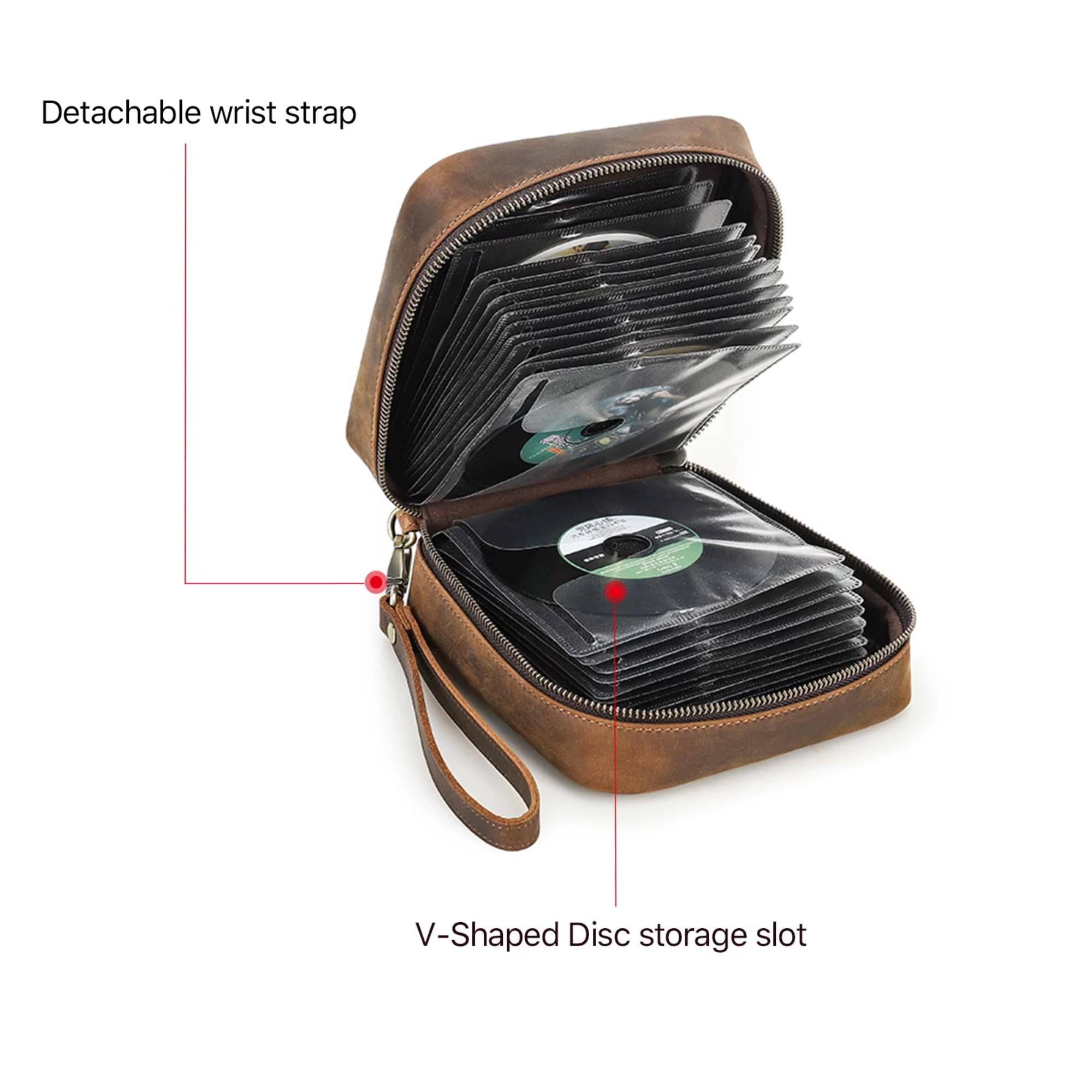 Crazy Horse Leather CD DVD Storage Case: 56-disc Vintage Media