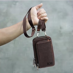 Custom Vintage Leder Handytasche - Crossbody Gürteltasche mit Gürtelschlaufe, Handytasche, Weiche Reise Festival Tasche für Frauen
