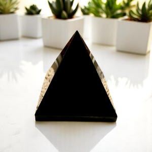 Natural Obsidian Pyramid - Black Crystal Energy Pyramid for Protection, EMF Shield, Meditation, Home Decor, Spiritual Gift, Stone
