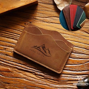 Personalised Full Grain Leather Cardholder, Slim Wallet for Men, Custom Engraved Wallet, Bestman Gift, Minimalist Leather Wallet