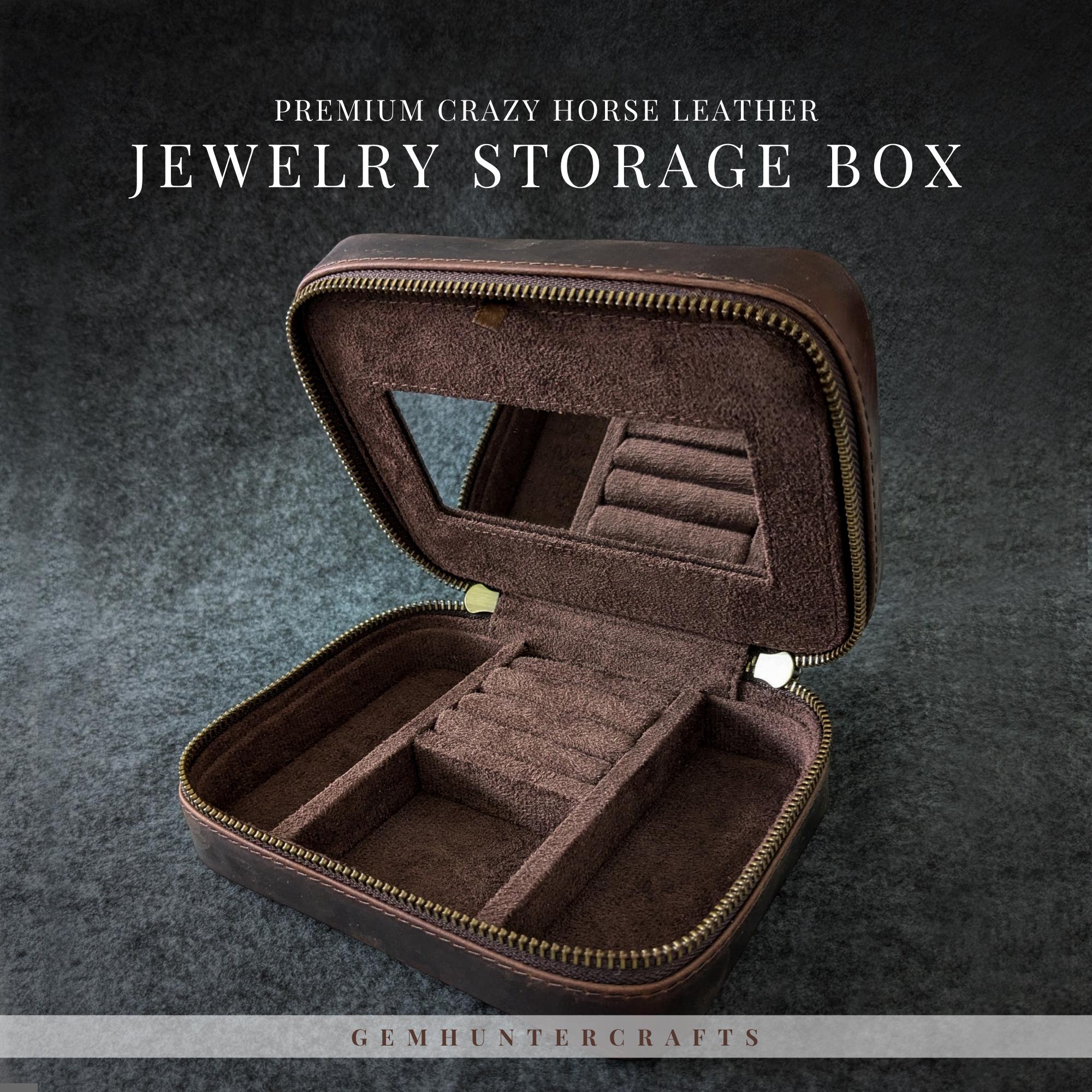 Personalized Leather Travel Jewelry Box: Ring Cufflink Organizer