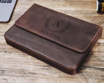 Custom Crazy Horse Leather Pen Case: 12-Slot Full Grain Pencil Pouch