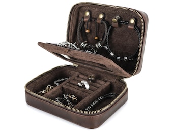Leather Jewelry Travel Case – Crazy Horse Leather Organizer Box