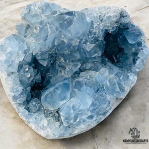Natürliche Blaue Celestit Geode: Reiki Meditation Kristall Cluster