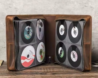Personalized Leather CD DVD Storage Case: Vintage Crazy Horse 224