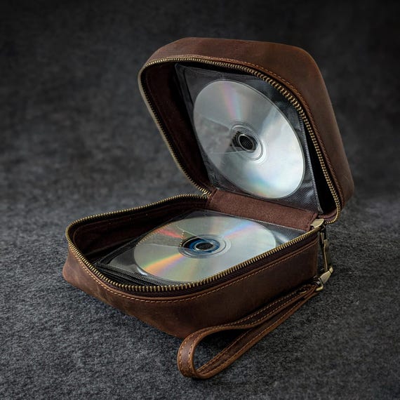 Crazy Horse Leather CD DVD Case: Vintage 56-disc Media Organizer