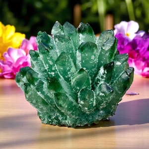 Seltener grüner Phantomquarz, Rohkristall für Sammlung oder Ausstellung, einzigartiges grünes Quarz-Mineralgeschenk für Dekorliebhaber