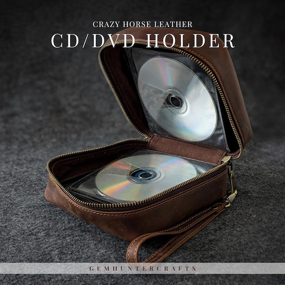 Mulbery☆レザーCD/DVDケース　50枚 Crazy Horse Leather CD DVD Case: Vintage 56-disc Media Organizer