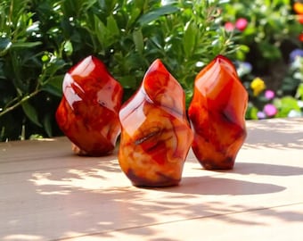 Red Agate Carnelian Flame Crystal: Natural Freeform Sculpture